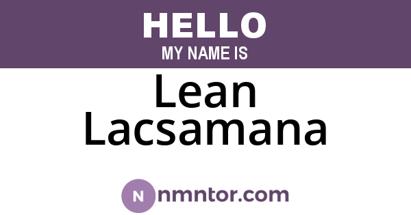 Lean Lacsamana