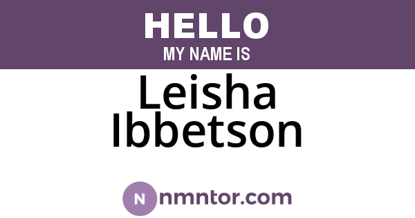 Leisha Ibbetson