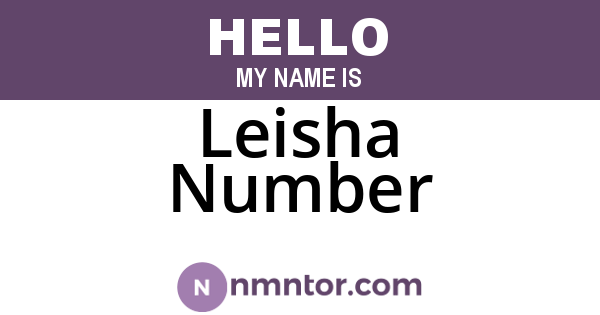 Leisha Number