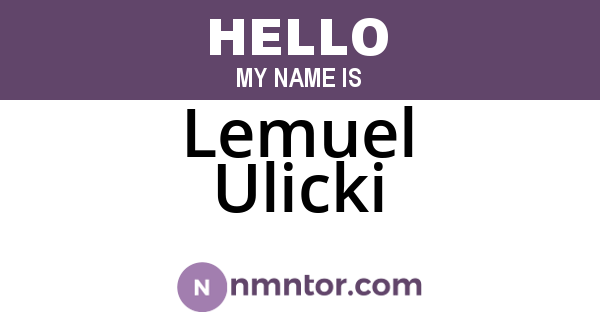 Lemuel Ulicki