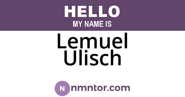 Lemuel Ulisch