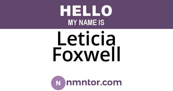 Leticia Foxwell