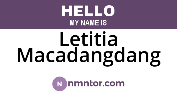 Letitia Macadangdang