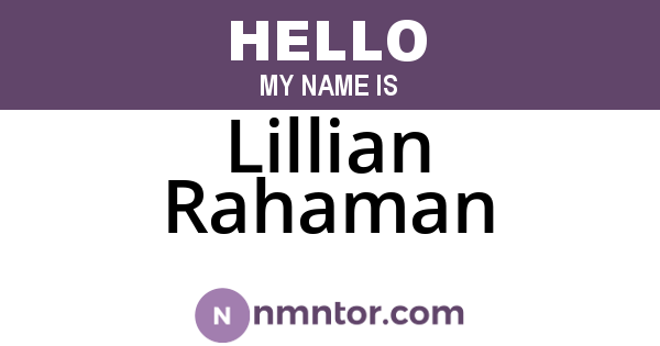 Lillian Rahaman