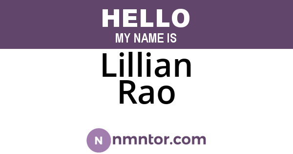 Lillian Rao