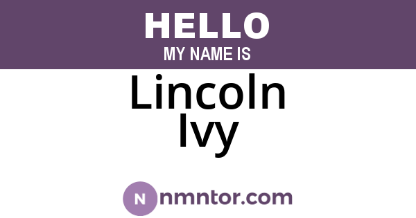 Lincoln Ivy