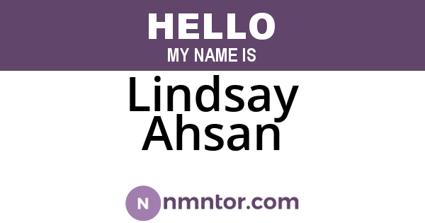 Lindsay Ahsan