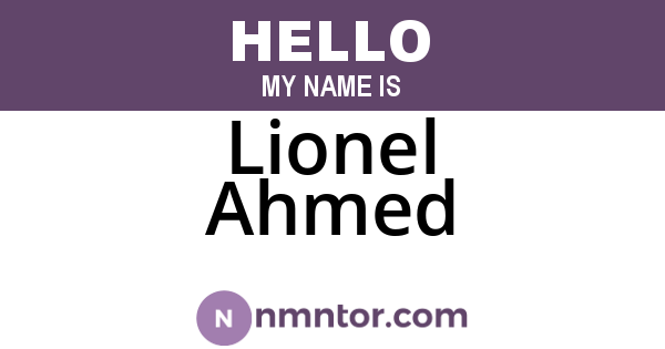 Lionel Ahmed