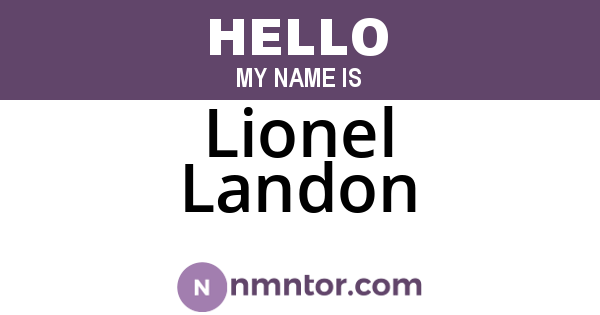 Lionel Landon