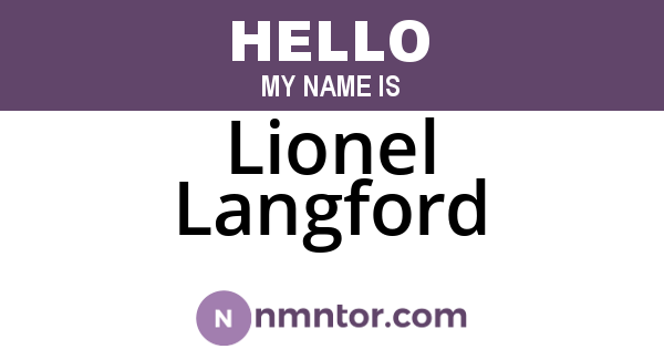 Lionel Langford