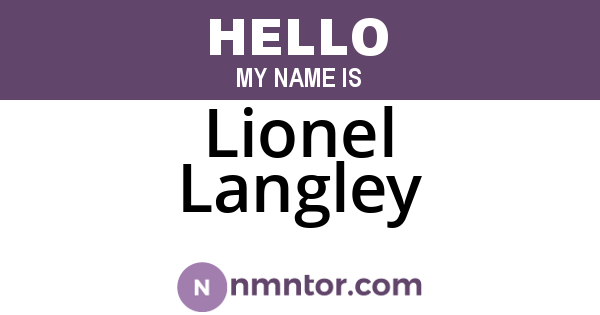 Lionel Langley