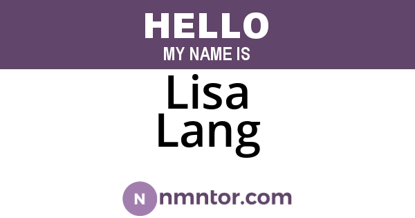 Lisa Lang