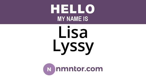Lisa Lyssy