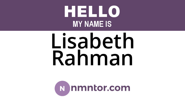 Lisabeth Rahman