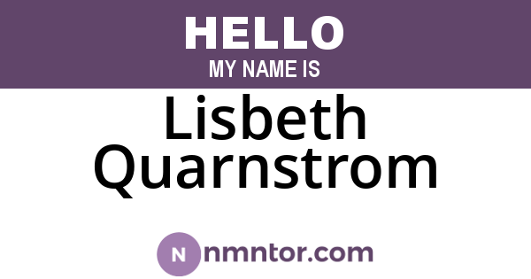 Lisbeth Quarnstrom