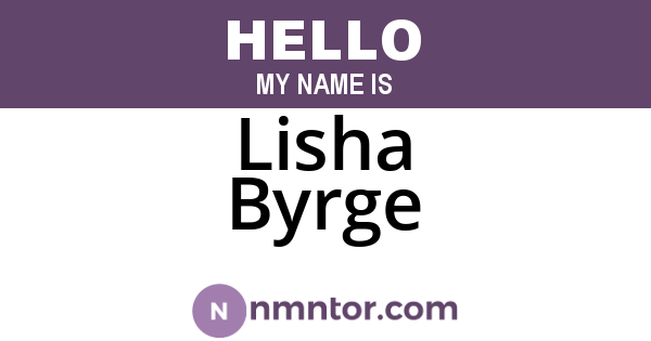 Lisha Byrge