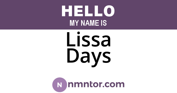 Lissa Days