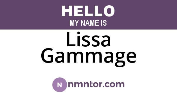 Lissa Gammage