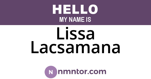 Lissa Lacsamana