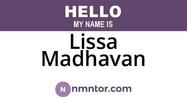 Lissa Madhavan