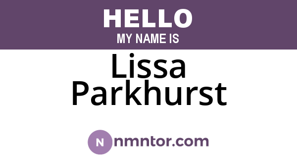 Lissa Parkhurst