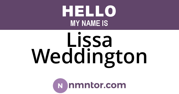 Lissa Weddington