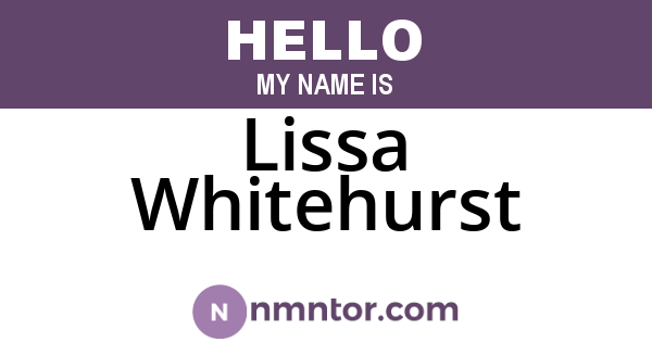 Lissa Whitehurst