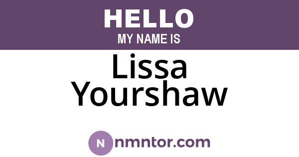 Lissa Yourshaw