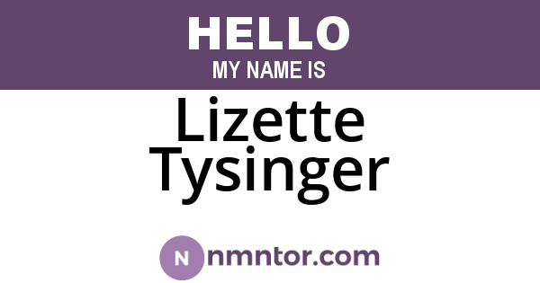 Lizette Tysinger
