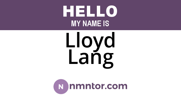Lloyd Lang