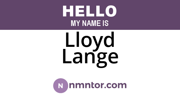 Lloyd Lange