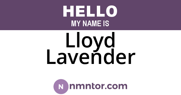 Lloyd Lavender