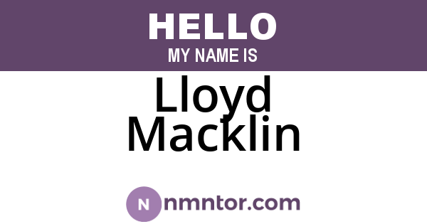 Lloyd Macklin
