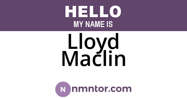 Lloyd Maclin