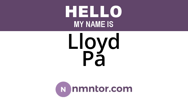 Lloyd Pa