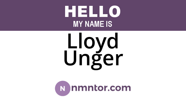 Lloyd Unger