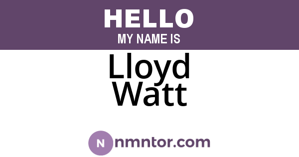 Lloyd Watt