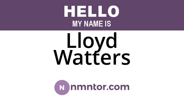 Lloyd Watters