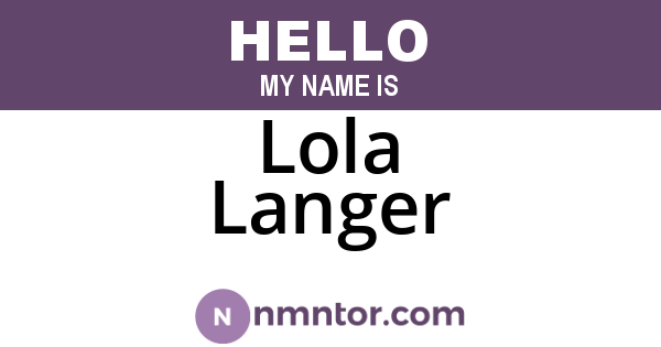 Lola Langer