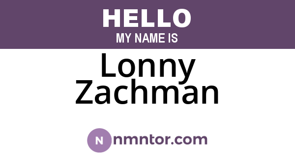 Lonny Zachman