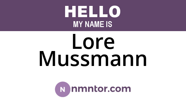 Lore Mussmann