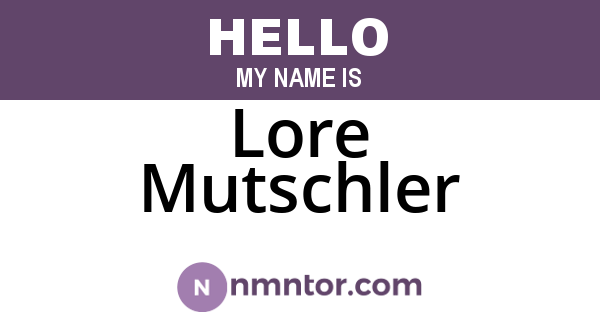 Lore Mutschler