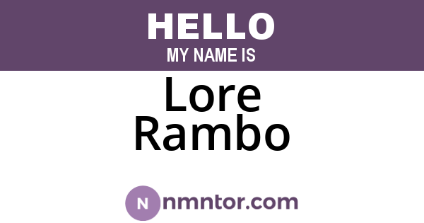 Lore Rambo