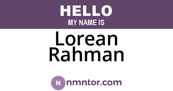 Lorean Rahman