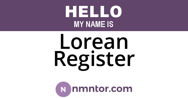 Lorean Register