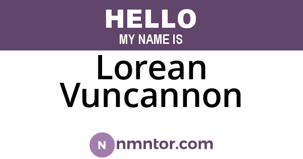 Lorean Vuncannon