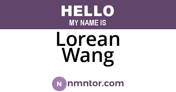 Lorean Wang