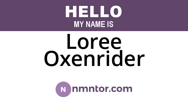Loree Oxenrider