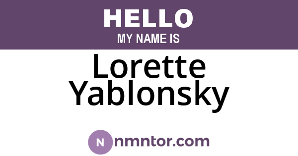 Lorette Yablonsky