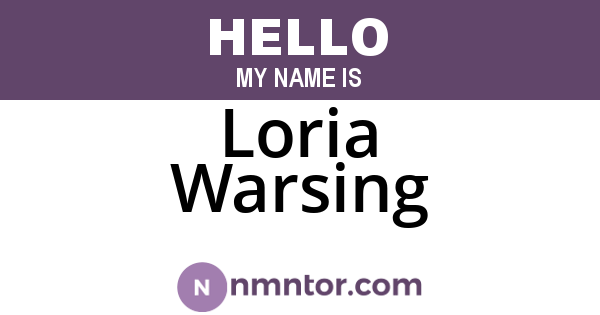 Loria Warsing